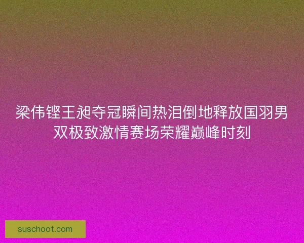 梁伟铿王昶夺冠瞬间热泪倒地释放国羽男双极致激情赛场荣耀巅峰时刻 梁伟铿王昶夺冠瞬间热泪倒地释放国羽男双极致激情赛场荣耀巅峰时刻