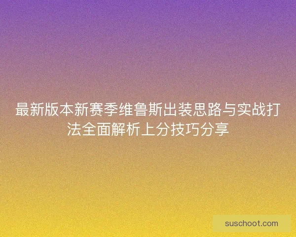 最新版本新赛季维鲁斯出装思路与实战打法全面解析上分技巧分享