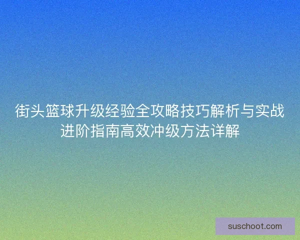 街头篮球升级经验全攻略技巧解析与实战进阶指南高效冲级方法详解