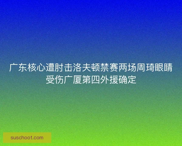 广东核心遭肘击洛夫顿禁赛两场周琦眼睛受伤广厦第四外援确定