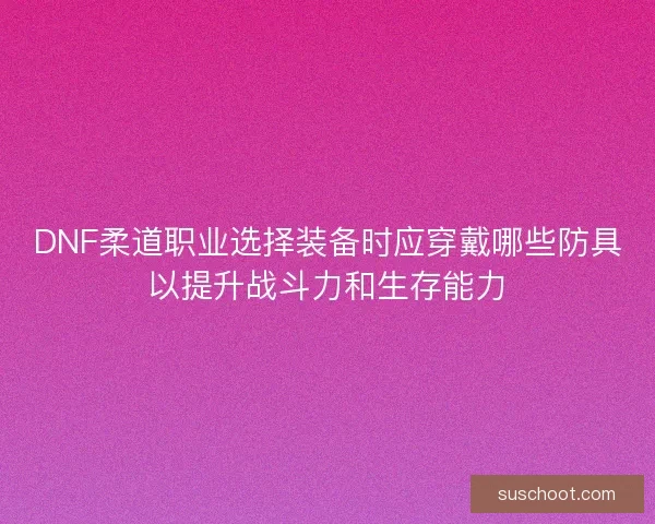 DNF柔道职业选择装备时应穿戴哪些防具以提升战斗力和生存能力