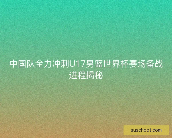 中国队全力冲刺U17男篮世界杯赛场备战进程揭秘